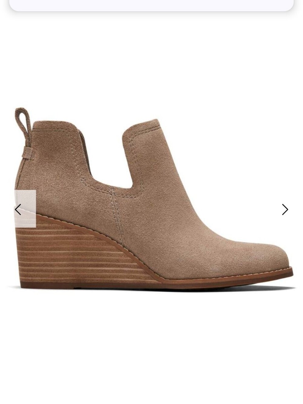 Tom's Kallie cutout wedge bootie In Taupe Suede size 9 NWT